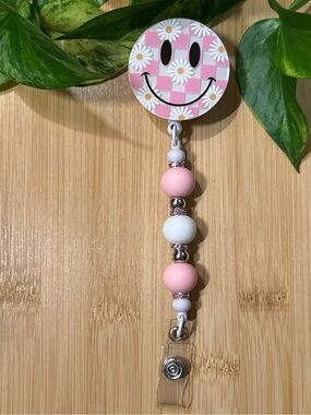 😊🏁 Checkered Smiley Face Velcro Badge Buddy / Interchangeable Badge Topper